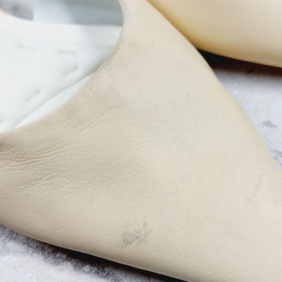 New Franco Sarto Cream Leather Square Toe Slingback Flats W227 - Picture 11 of 14